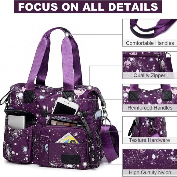 Tote Bag for Women,Multi Pockets Shoulder Handbag,Nurse Bag for Work,Large Cross - Picture 3 of 6